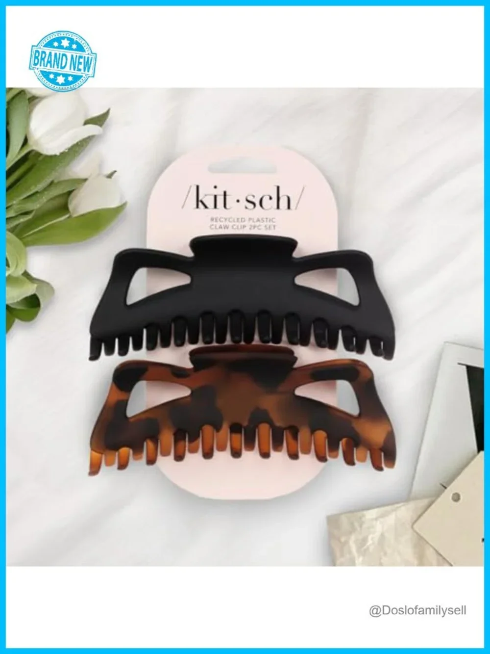Strong Grip Jumbo Hair Claw Clips for Thick Hair - 2pcs Matte Recycled Plastic